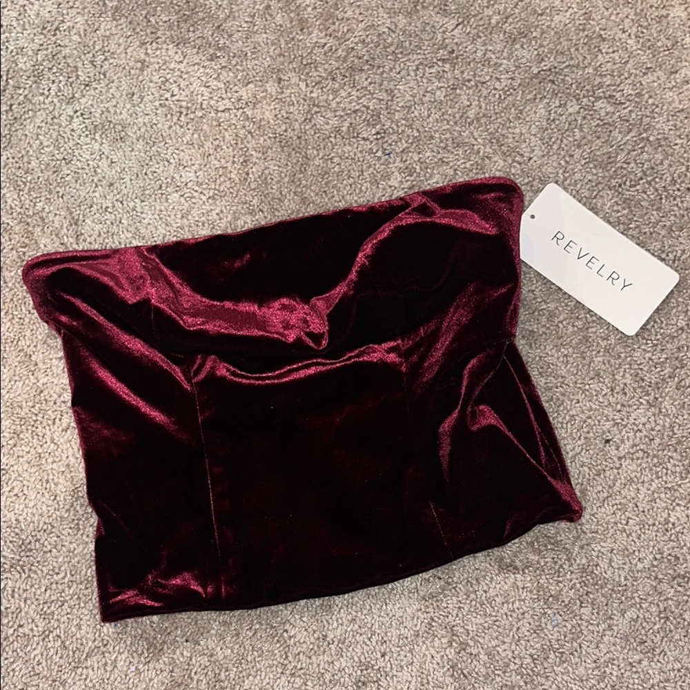 REVELRY velvet strapless top